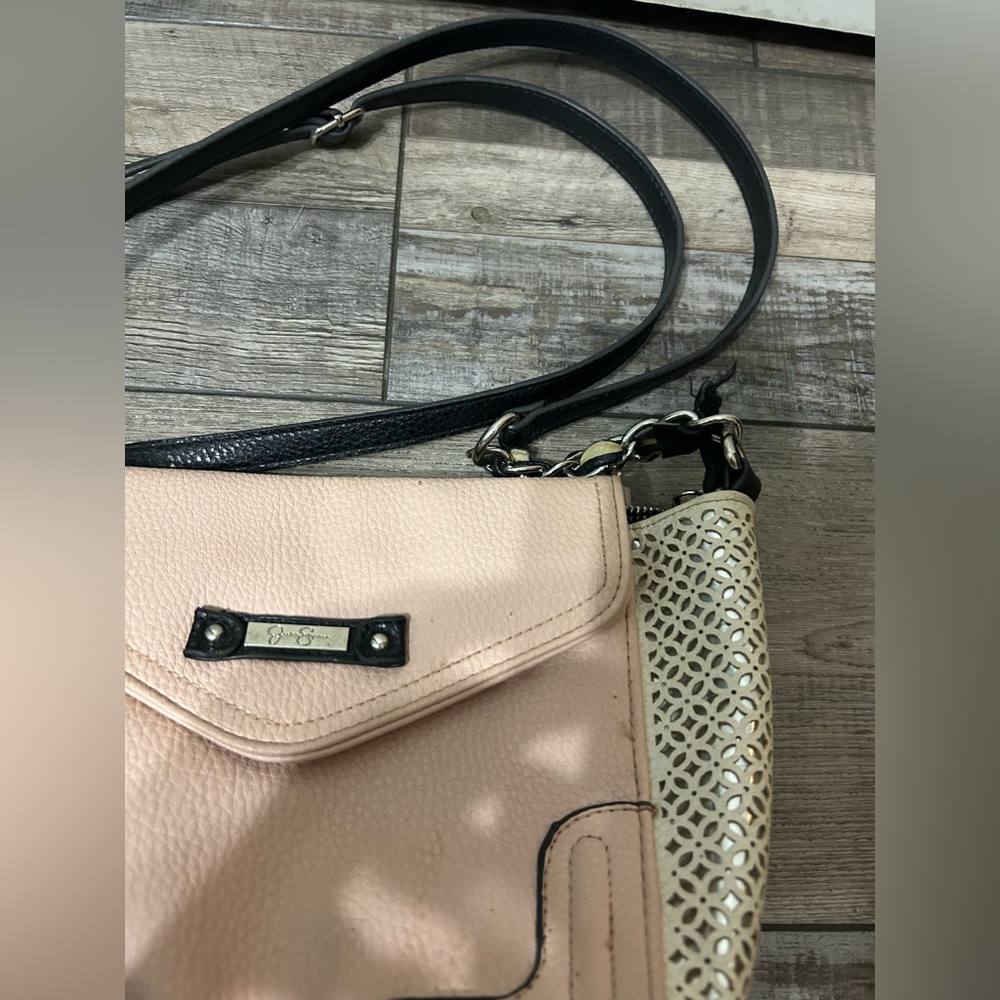 Jessica Simpson Pink, silver, Ivory & Black Crossbody Bag purse - Picture 8 of 8